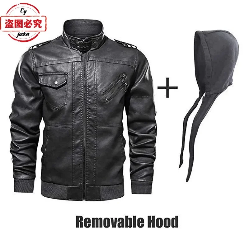 Hyundai N car LOGO retro washed pu leather jacket men's hooded clip Hyundai N team jersey 5