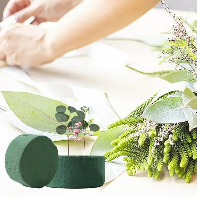 5Db Esküvői Folyosó Barkács Kézműves Virág Elrendezés Vízeljorító Otthoni Kert Zöld Virághab Friss Tartás Kerek Tégla - Image 3