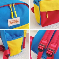 Kids Zipper Backpacks Korean Light Portable Kindergarten Schoolbag Patchwork Color Children Canvas Backpack for Girls Boys Bags 6