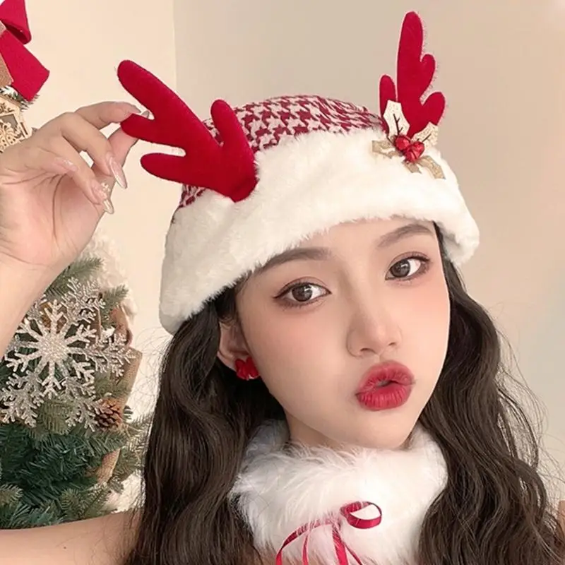 Lovely Christmas Pattern Hats Children Teen Adult Hats Stage Performances for Christmas Celebrations and Festives F1FB