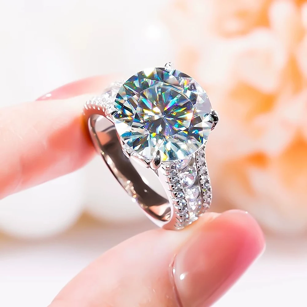 女性の婚約指輪,大きいモアッサナイト,925シルバーメッキ,18K