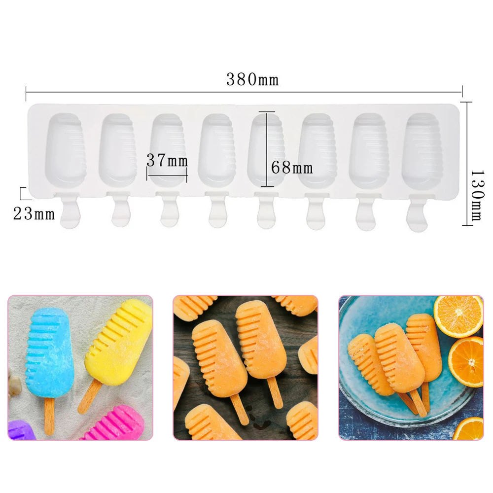 8 Even Ice Cream Molds Silicone Ice Cream Mould Ice Cube Tray Popsicle