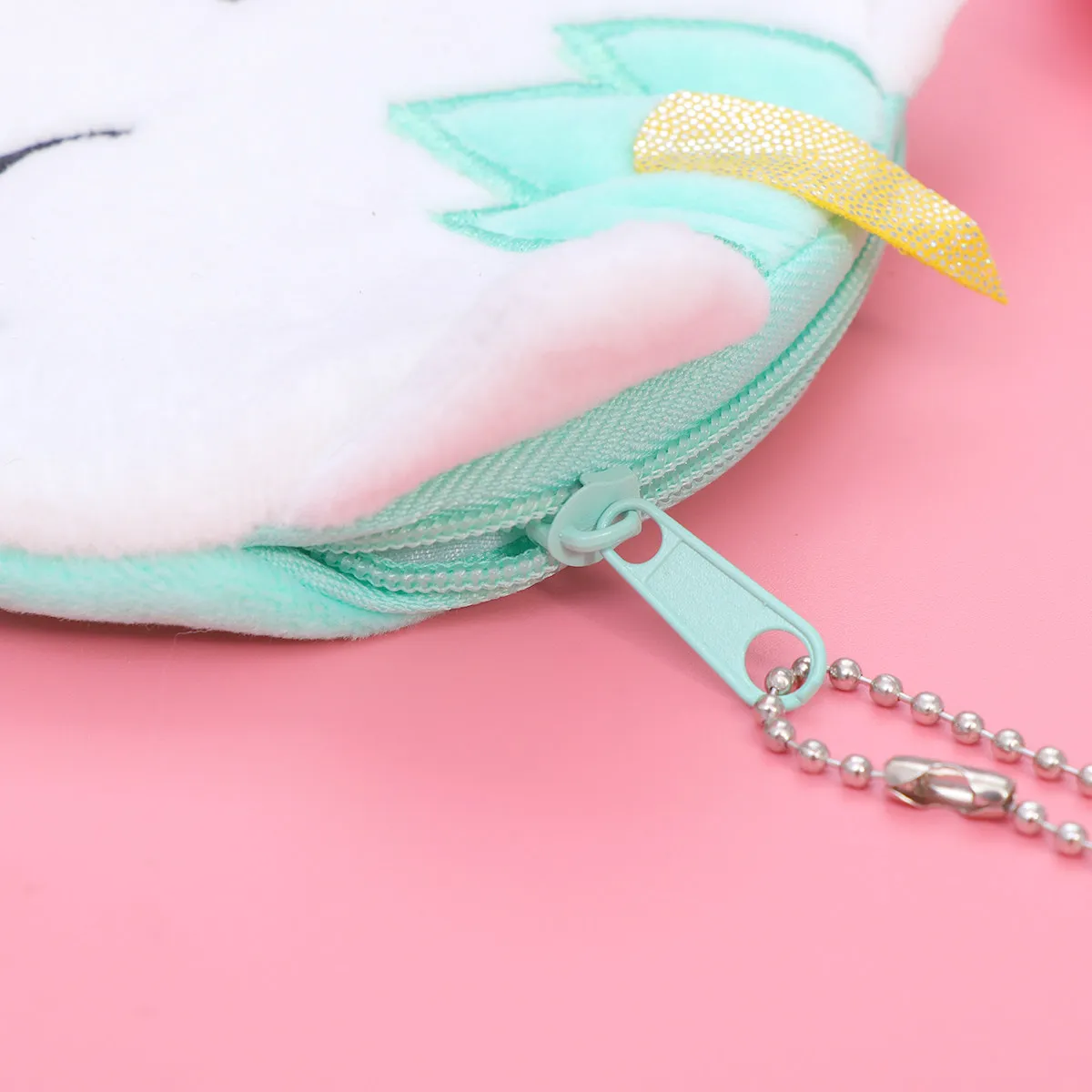2Pcs 사랑스러운 유니콘 지퍼 파우치 미니 동전 지갑 어린이를위한 작은 일상용 지갑 십대 소녀 신용 카드 키 루즈