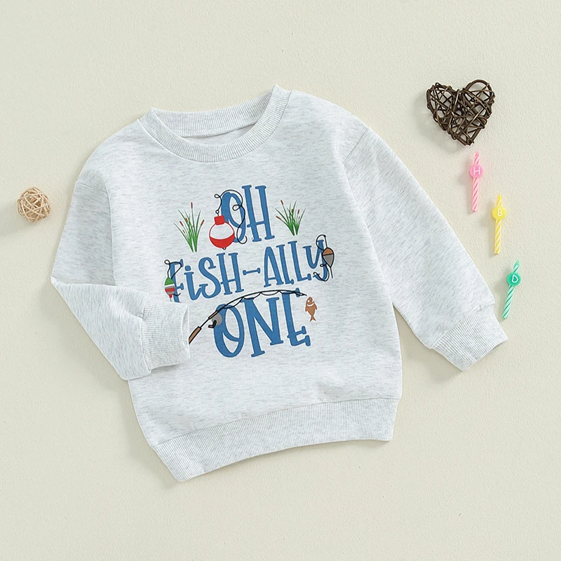 Baby Boy 1st Birthday Sweatshirt Crown & Letter Print Long Sleeve Round Neck Pullover Loose Tops