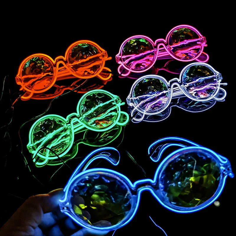 네온 파티 번쩍이는 LED 안경, EL 와이어, 빛나는 선글라스, 노벨티 선물, 빛나는 안경, 밝은 빛, 파티 용품