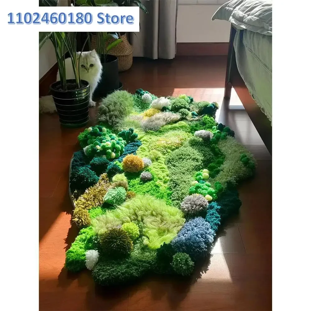 Moss carpet woven DIY material bag, hand woven , self-made niche home decoration blanket 6