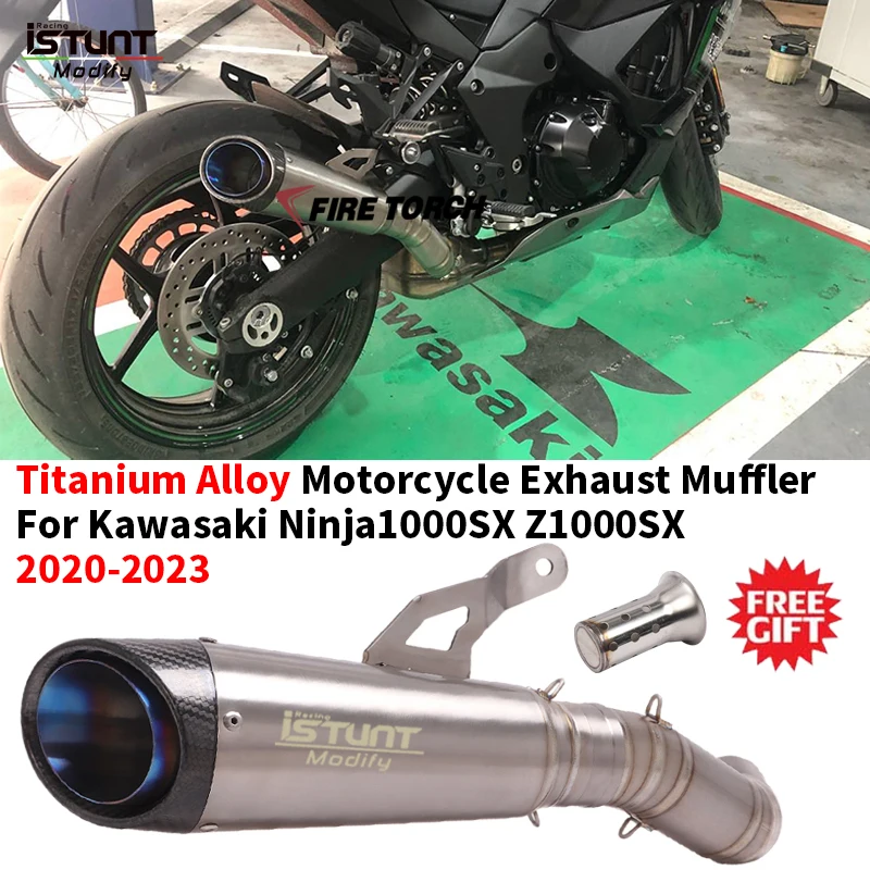 

Slip On For Kawasaki Ninja1000SX Z1000SX 2020 2021 2022 2023 Motorcycle Escape Titanium Alloy Exhaust Muffler Middle Link Pipe