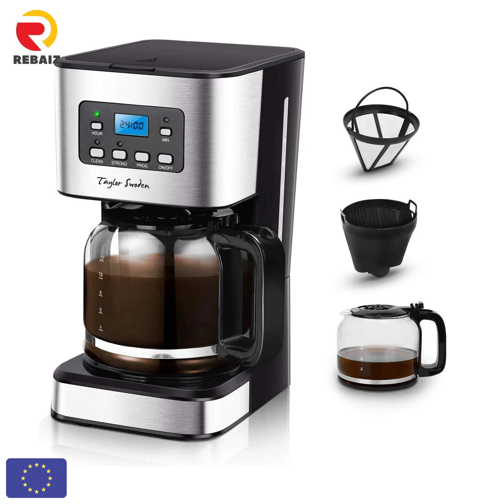 Taylor Swoden Darcy drip coffee maker, 950W, LCD screen, reusable
