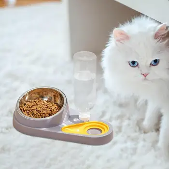 Tilted Cat Food Bowls Elevated Dog Feeder For Feeding Anti-Tip Cat Feeding Station Tilted Dog Food And Water Bowl Set For Water 1