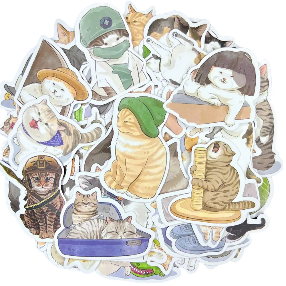 10/30/53Pcs Cartoon Cute Cat Waterproof Graffiti Sticker Aesthetic Decorative Luggage Phone Laptop Diary Scrapbook Kids Stickers 10 30 60pcs cute cat s paw waterproof graffiti sticker aesthetic decorative luggage laptop phone diary scrapbook kids stickers