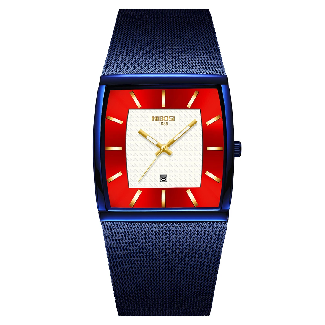 

Wide Band Watch for Men Square New Quartz Watches Calendar Wristwatch Business Man Stainless Steel Clock Male Reloj montre homme