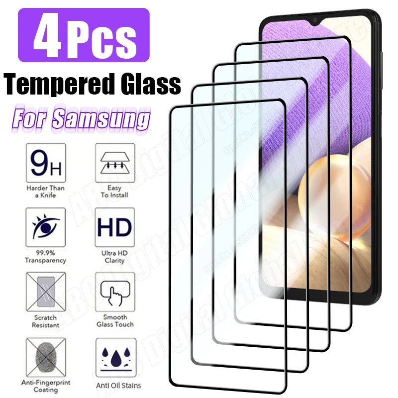 

4PCS Tempered Glass for Samsung S22 S23 Plus A14 A12 A23 A13 A50 A70 Screen Protector for Samsung A32 A53 A33 A73 S21 S20 FE 5G