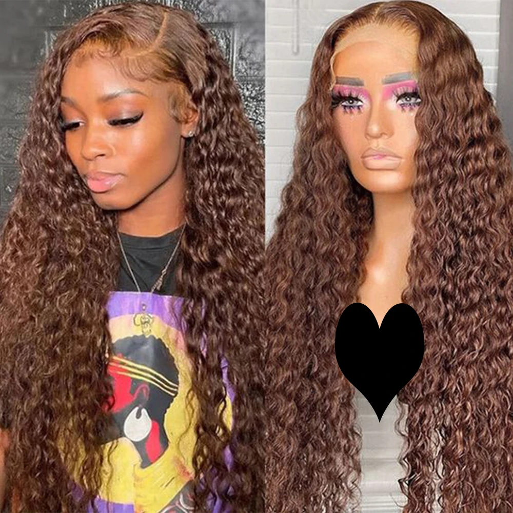 Brown Lace Front Human Hair Wigs Deep Wave Frontal Wig Moxika 13X4