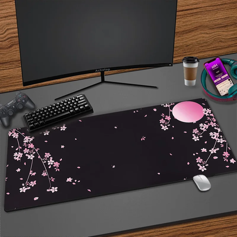 thumbnail image 1 of Alfombrilla de ratón de estilo japonés con diseño de flor de cerezo Fuji, alfombrilla de ratón grande XXL para Gamer XL, 100x50, alfombrillas de escritorio, teclado, alfombrilla de goma para mesa, 1 of 5