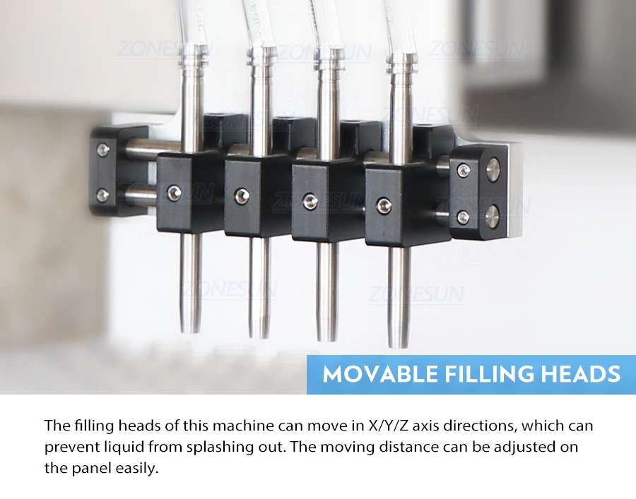 ZONESUN ZS-XYZ4 4 Nozzles Ceramic Plunger Pump Liquid Filling Machine