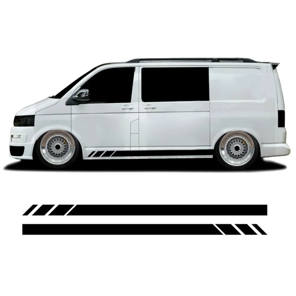 

230x12CM Car Stickers Black Side Stripes Stickers Decals For Transporter T4 T5 Campervan RV Automobile Accessories