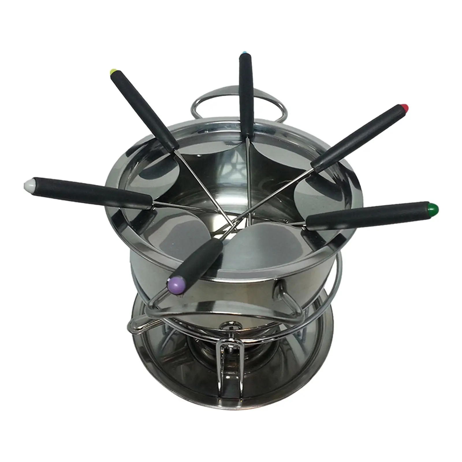 Fondue Maker Pot Birthday Party with 6 Sticks Multifunction Stainless Steel Wedding Chocolate Fondue Mug Home Pot Set