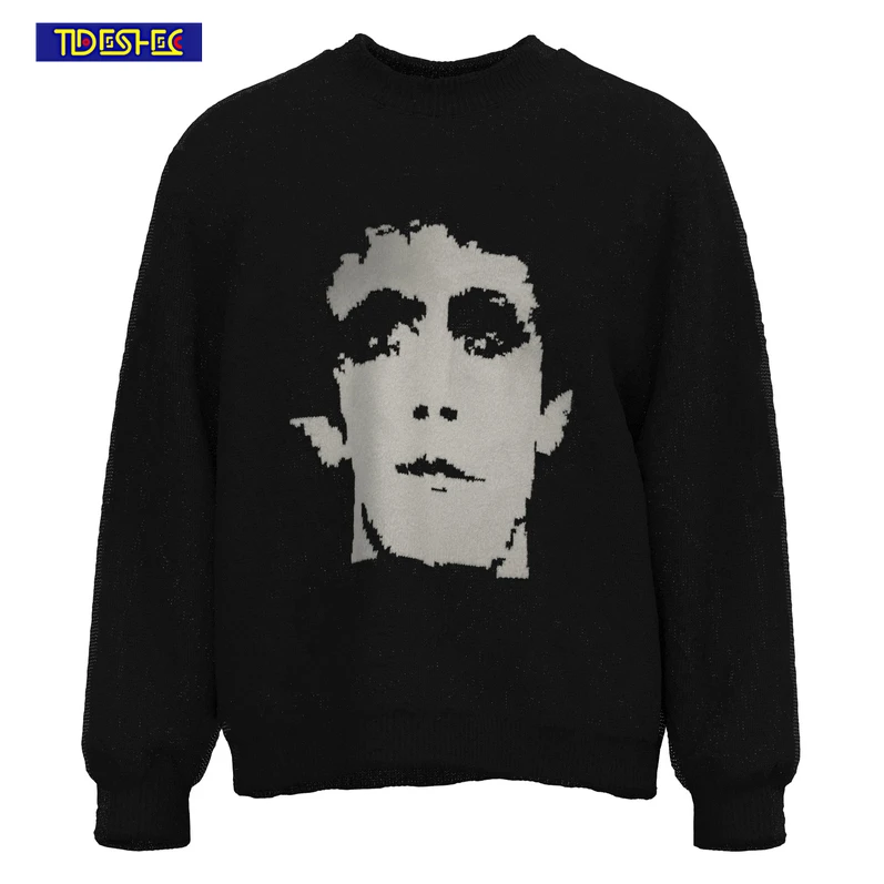 

Harajuku Winter Clothes Women Men Oversized Sweater Y2k Portrait Knit Top Gothic Fashion Japanese Streetwear Knitwear Sweater