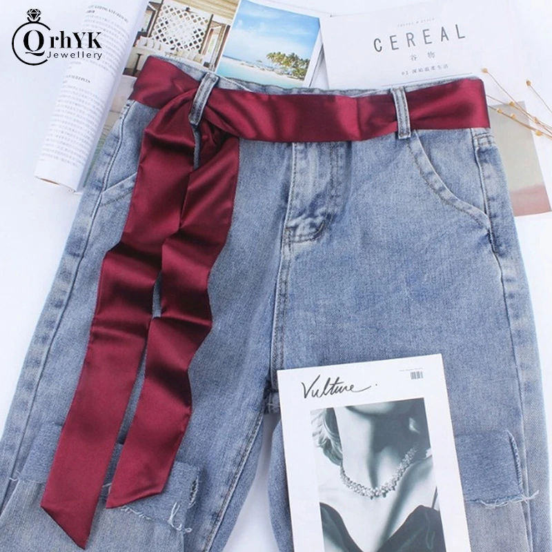 

1PC Fashion Girl Wide Waist Fabric Belt Women Ladies Silk Scarf Solid Ribbon Knot Rope Dress Decoration