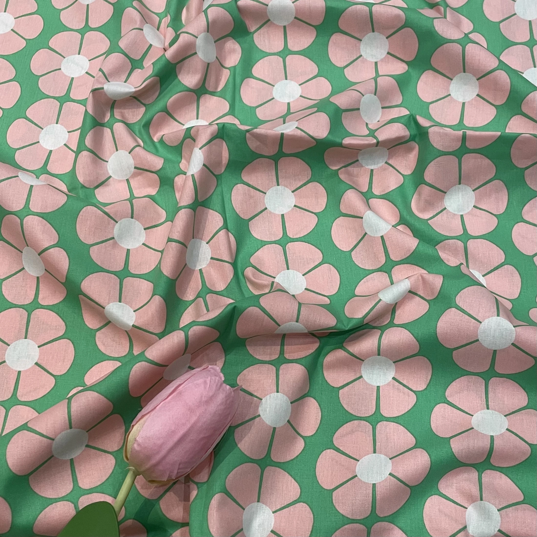 Mini Sunflower Digital Printing Cotton Poplin Sewing Fabric DIY Children's Clothing Making Baby Dress