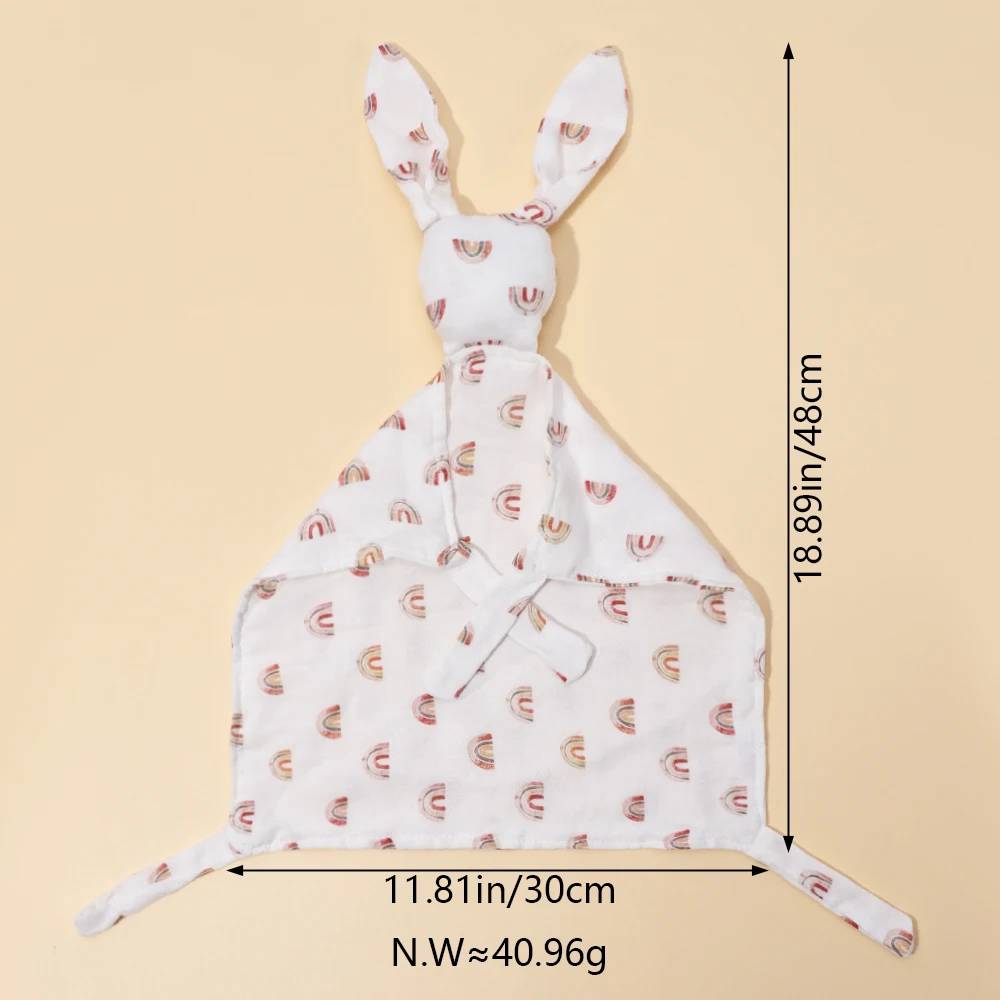 Baby Accessories For Newborn Toddler Kids Baby Girl Boy Cotton Sleeping Dolls Saliva Towel  Rabbit Ear Print Blanket Sleep Toy 5