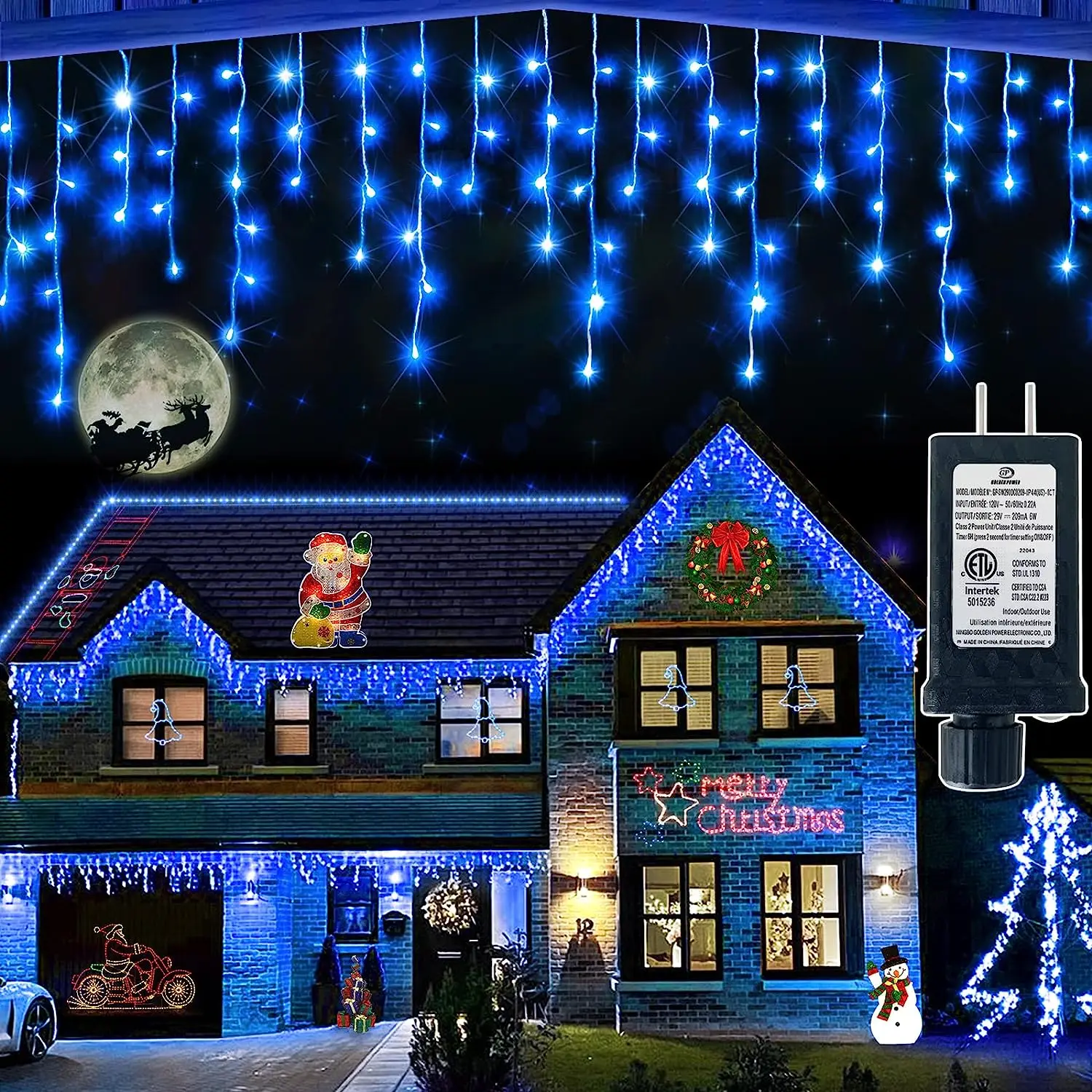 Led Icicle Curtain Light Christmas Decorations 2025 Outdoor Lights Garland 24V Safety Voltage 20M 864 Leds New year's Garland