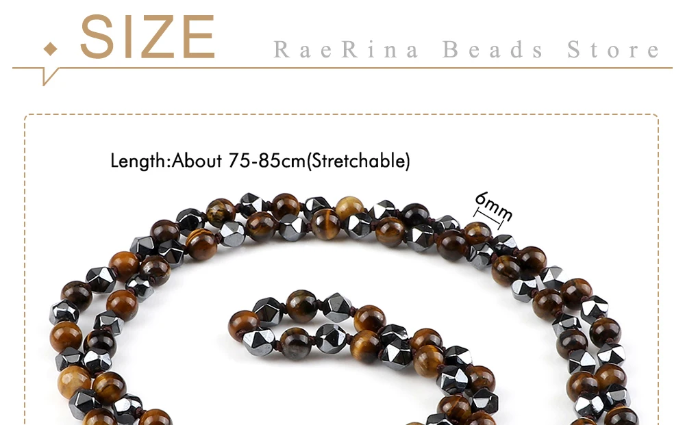 New Drop Pendant 108 Beads Necklace Irregular Hematite Tiger Eye Stone Health Protection Men Long Necklaces Women Yoga Jewelry