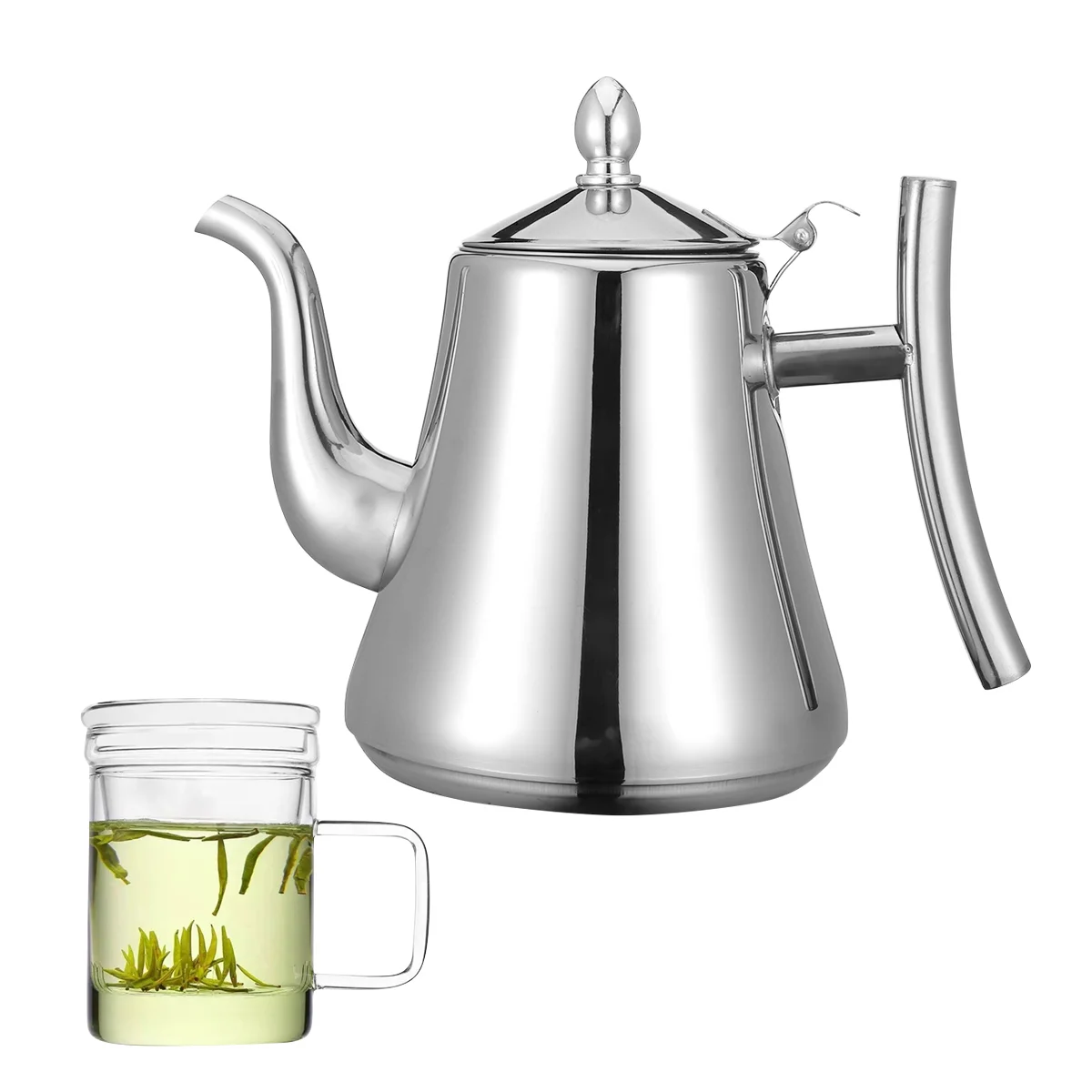 

Stainless Steel Tea Pots Tea Kettle Gooseneck Kettle Pour Over Coffee Kettle Tea Kettle Serving Kettle 1 5L ( Silver )