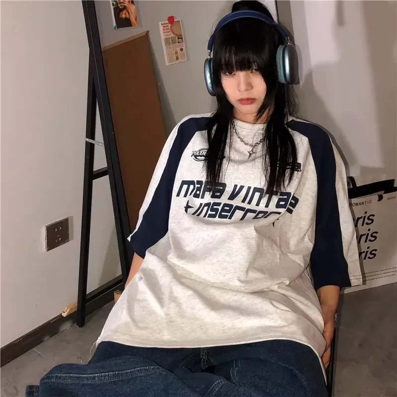 

Y2K Korean Vintage Streetwear Casual Acubi Harajuku Egirl Short Sleeve T-Shirts Grunge Aesthetics Oversized Tees Tops Clothes