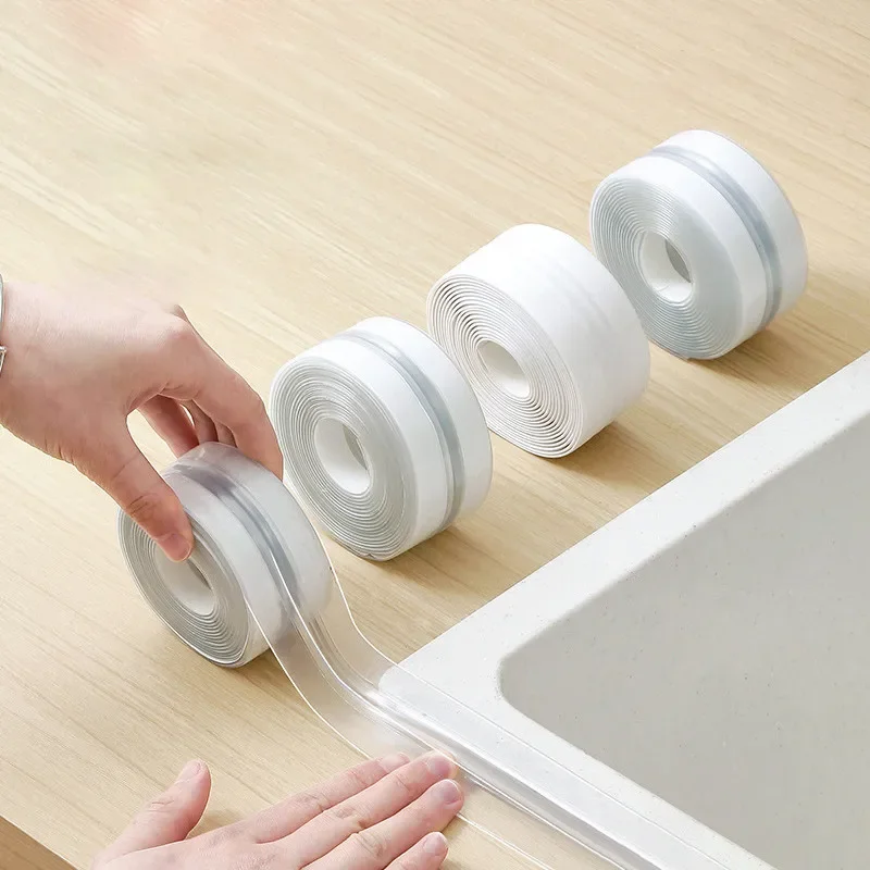 Anti Mold Waterproof Tape 1Roll Sink Waterproof Sticker Home Anti-mold Dustproof Transparent Pvc Countertop Toilet Gap Accessories