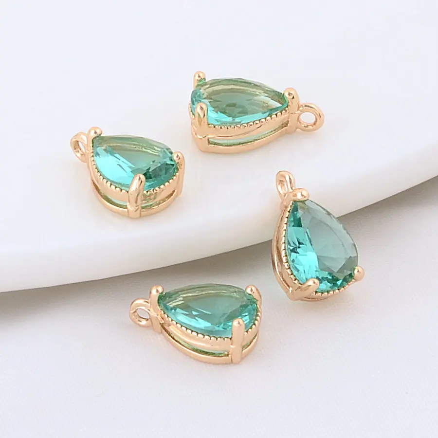 10PCS 6,5*11MM 14K Gold Farbe Messing Tropfen Charms Anhänger Halskette Ohrringe Schmuck Machen Liefert Zubehör – Detail 13
