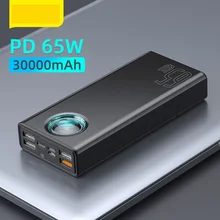 

Baseus 65W Power Bank 30000mAh/20000mAh PD Quick Charge FCP SCP Powerbank Portable External Charger For Smartphone Laptop Tablet