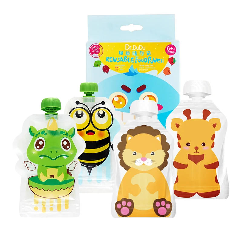 8pcs/pack Reusable Breast Milk Storage Bag Baby Food Box BPA Free Baby Food Container Pouch Snacks Feeding Squeeze