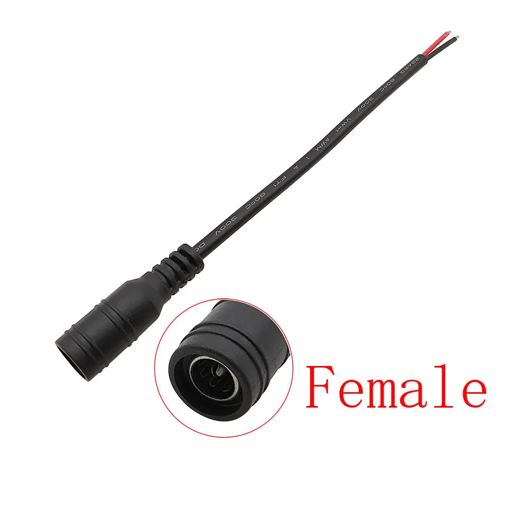 DC Power Pigtail Cable Wire 5.5mm x 2.1mm DC Male Plug / Female Socket Jack Connector for Repair DIY CCTV Camera LED Light Strip