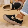 Winter Thick Bottom Short Snow Boots Women's Warm Fleece Lined Bken Shoes Versatile Outdoor Wear round Toe Rubber Sole