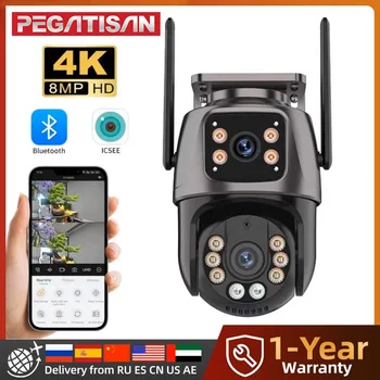 PEGATAH 4K Dual-Lens Outdoor PTZ Camera with AI Auto Tracking, 8MP HD Wi-Fi IP CCTV, Dual Screen, Two-Way Audio, iCSee P2P 1