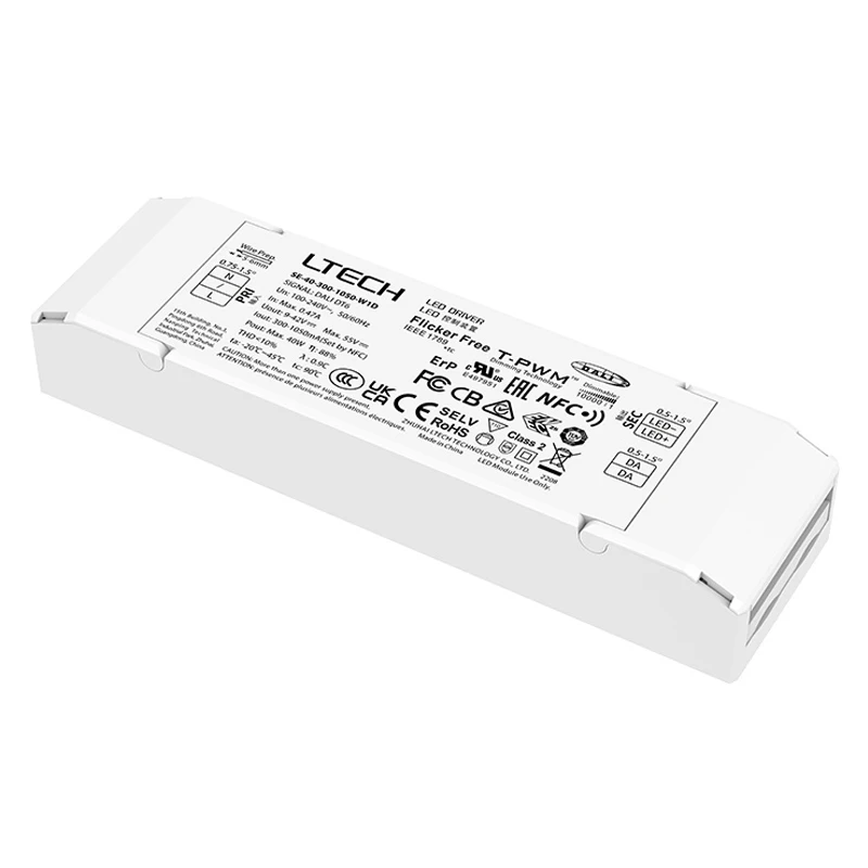 12W 100-500mA 20W 100-700mA 30W 200m-800mA 40W 300mA-1050mA NFC CC DALI DT6 Led 드라이버 LTECH 디밍 드라이버 조명 변압기