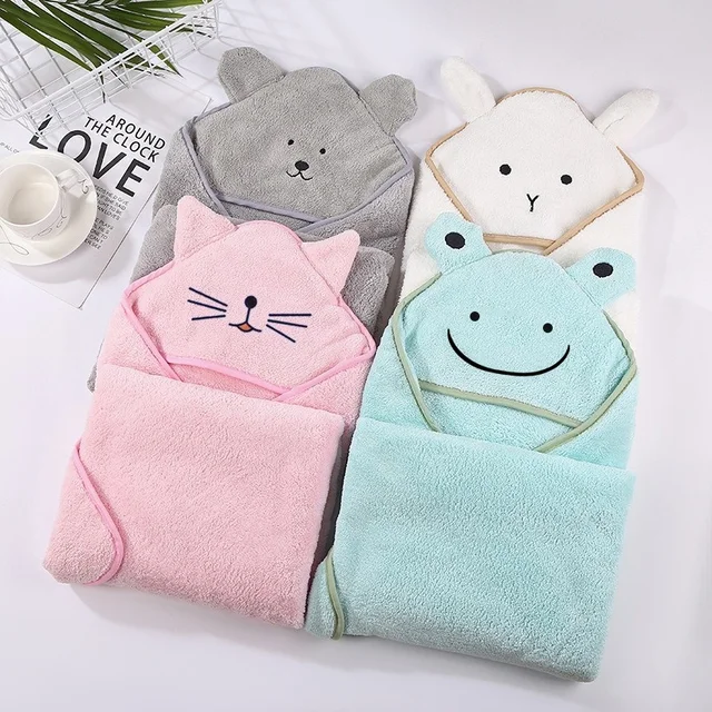 Baba Poncho Fürdő Törülköző Csecsemő Fürdőköpenyek Bársony 90*90 Cm -Es Gyapjú Motorháztető Gyerekek Strand Törülközők Újszülött Kapucnis Csecsemők Takarók - Image 2