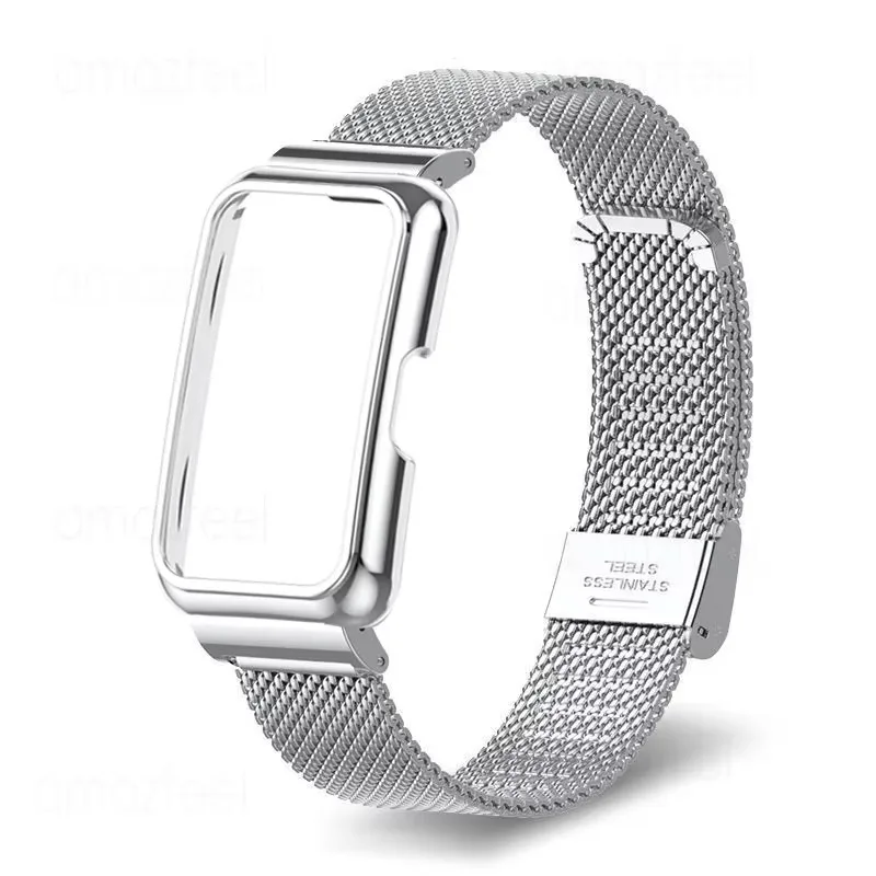 Stainless Steel Smart Watchband with Metal Case Protector and Cover Frames