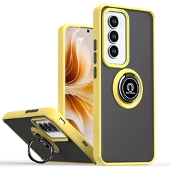 Durable Armor Matte Case with Magnetic Ring Stand Holder - OPPO Reno 12FS 5G (Yellow)