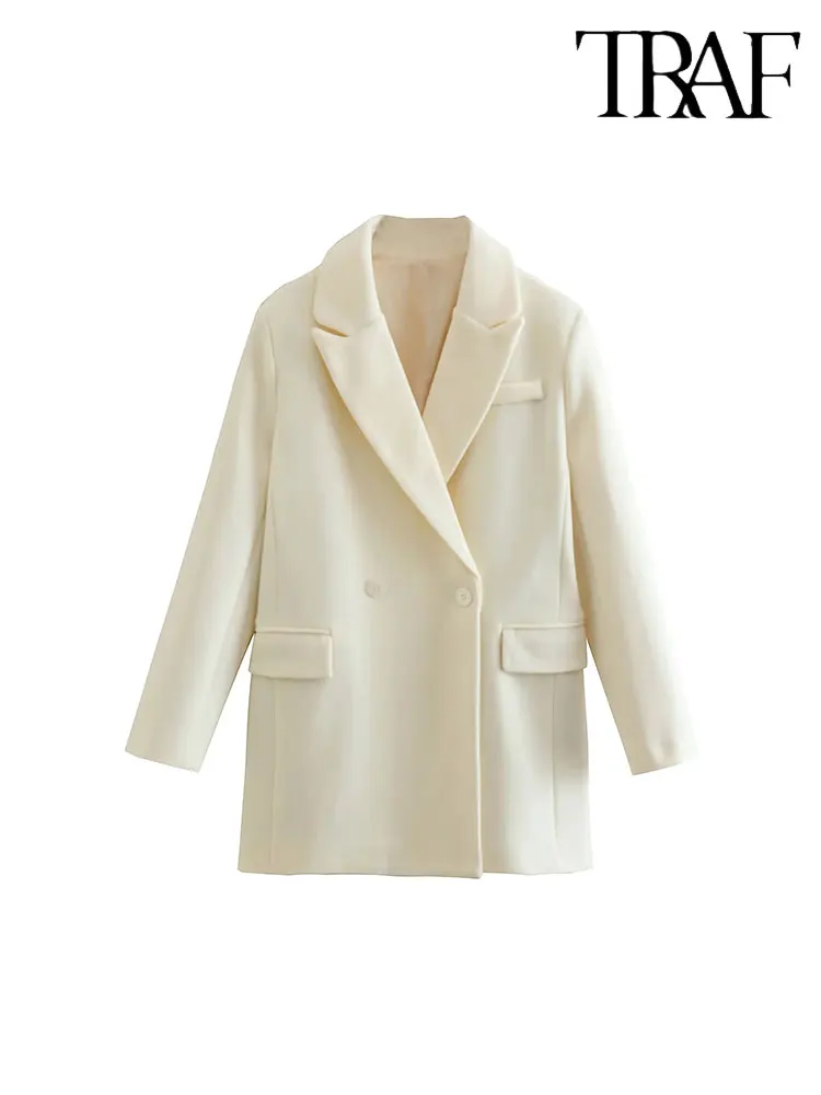 

TRAF 2023 Autumn Woolen Coat For Women Button Long Coat Long Sleeve Warm Elegant Coat Fashion Ladies Mid Length Overcoat