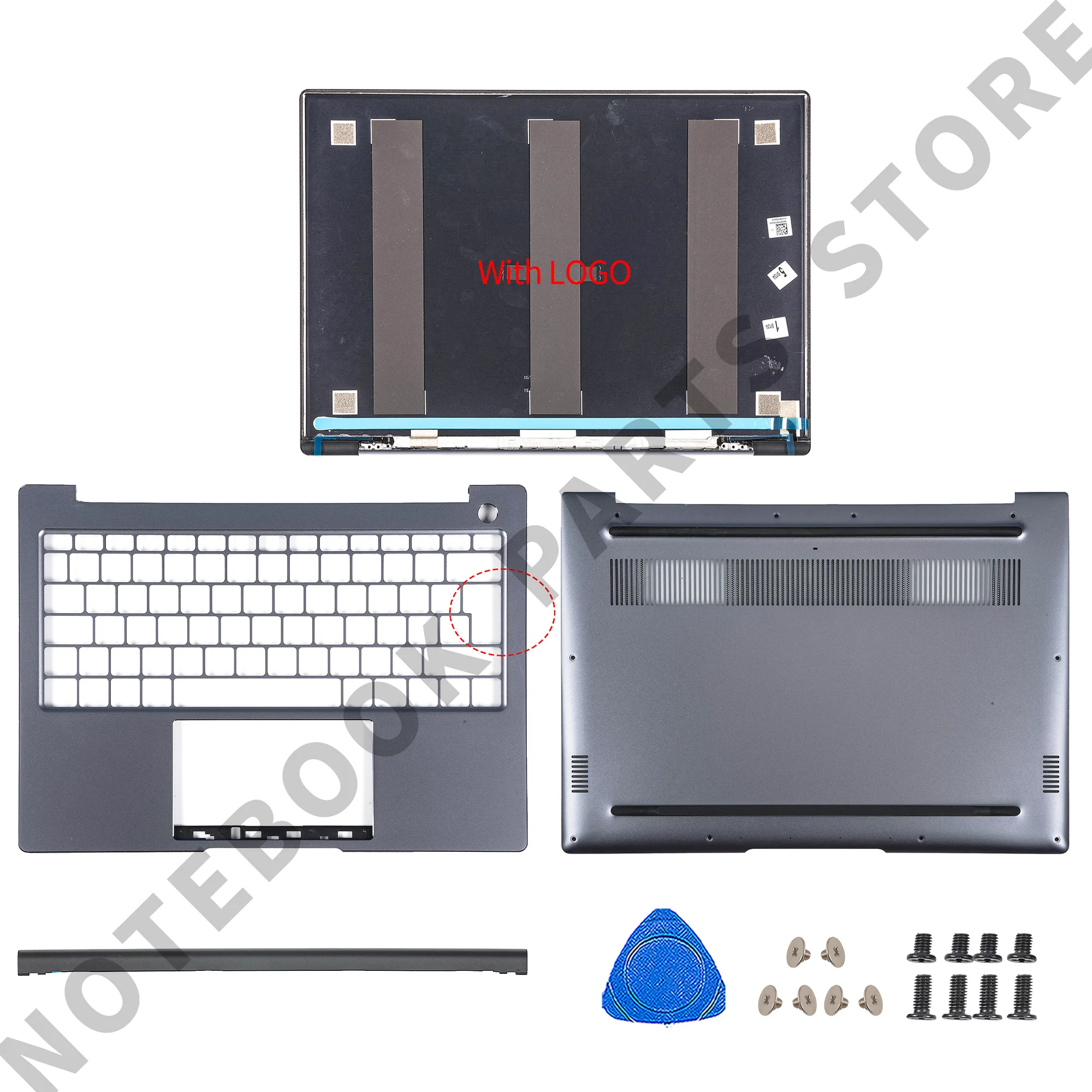 

AZERTY-Чехлы для Huawei MateBook 14 K LVL KLVL-WFE9 KLVL-WFH9, задняя крышка, подставка для рук, нижняя крышка, запасные части для ноутбука, Space grey