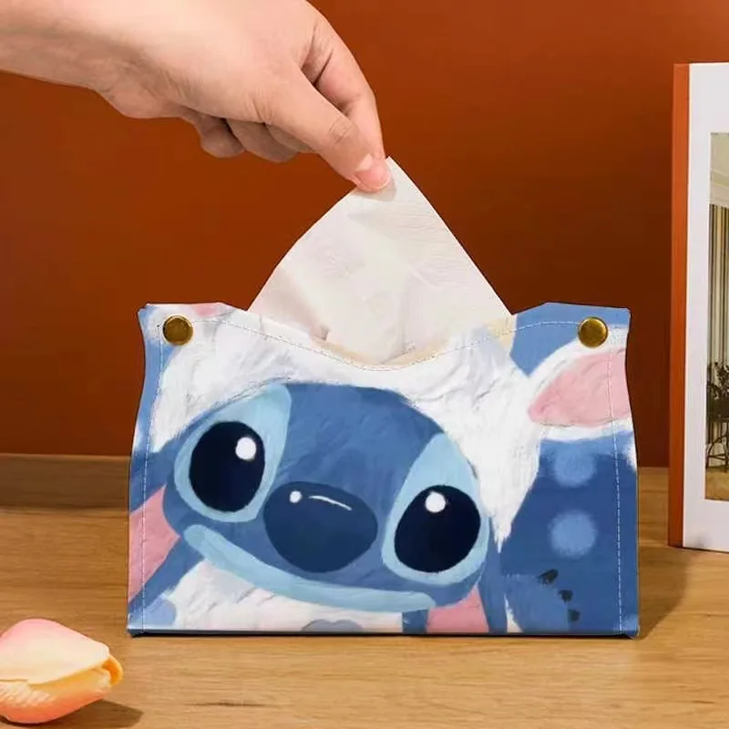 

Disney Kawaii Lilo Draw Paper Box Home Living Room Napkins Car Leather Light Luxury Stitch Tissue Storage Box Cartoon Tissue Box