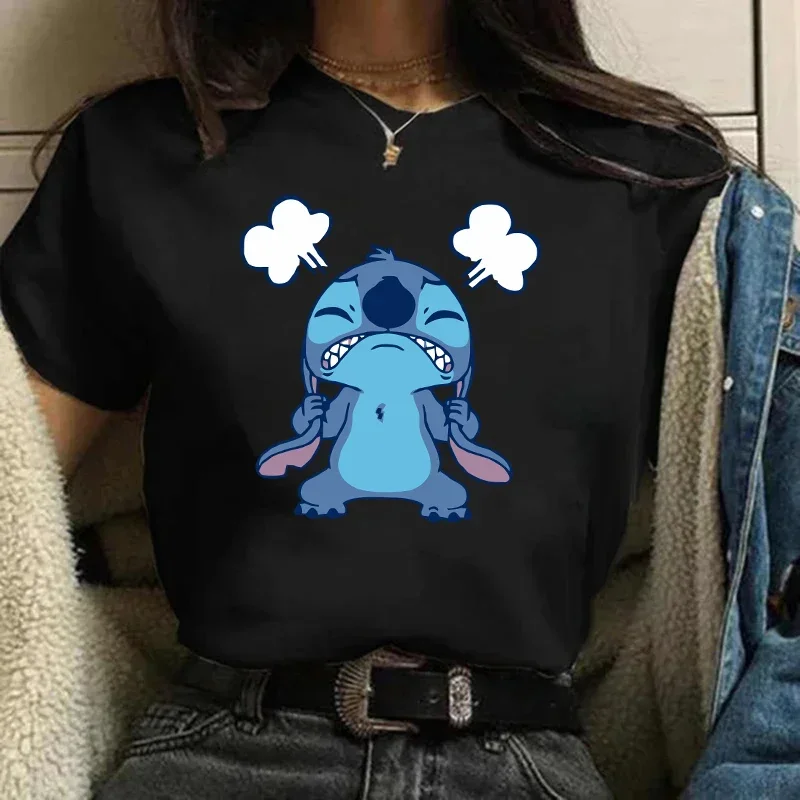 Gothic Stitch Funny Cartoon T Shirt Women Lilo Stitch T-shirt Graphic Y2K Tops Tshirt Hip Hop Tees Female Clothes Goth 5