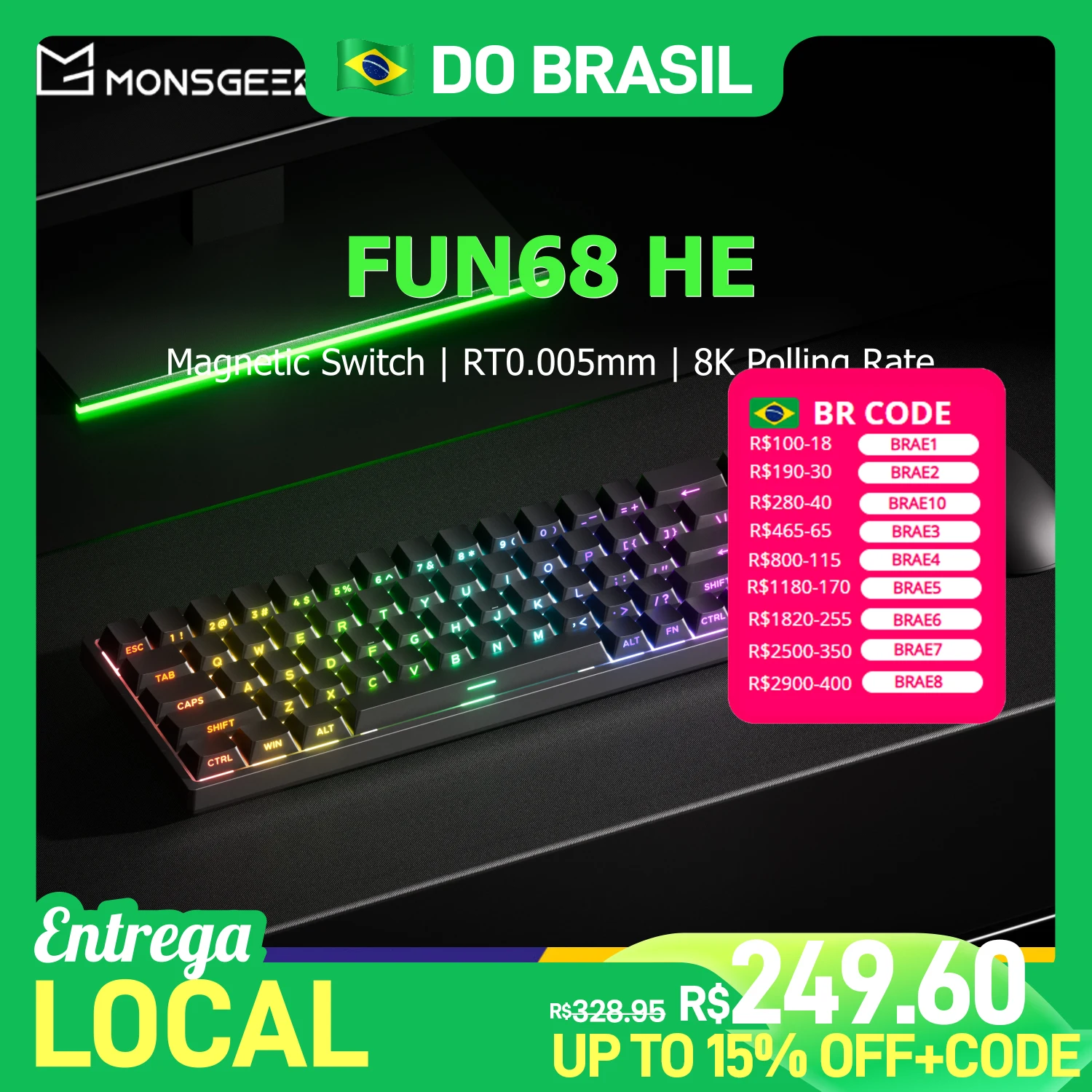 Teclado Magnético Akko x MonsGeek FUN68 HE 65%