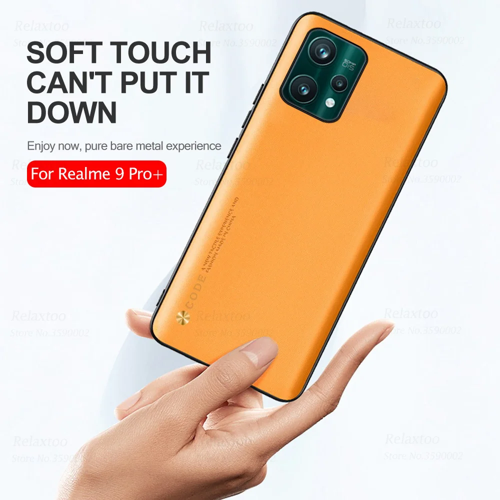 For Realme 9 Pro Plus Case Plain Skin Leather Protect Phone Cover Realem9 9Pro Realmy Realmi 9 Pro+ 5G Silicone Shockproof Coque phone dry bag