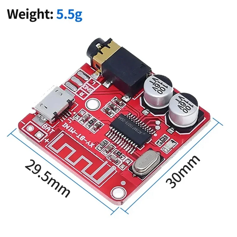 20PCS Bluetooth Audio Receiver Board MP3 Lossless Decoder Board Wireless Stereo Music Module 3.7-5V XY-BT-Mini