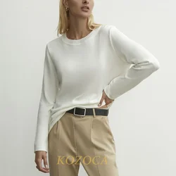 Kozoca Sweater Women New Autumn Winter Regular Fit Pullover Casual Thick Female Jumper Warm Soft Solid Round Neck Fashion Tops