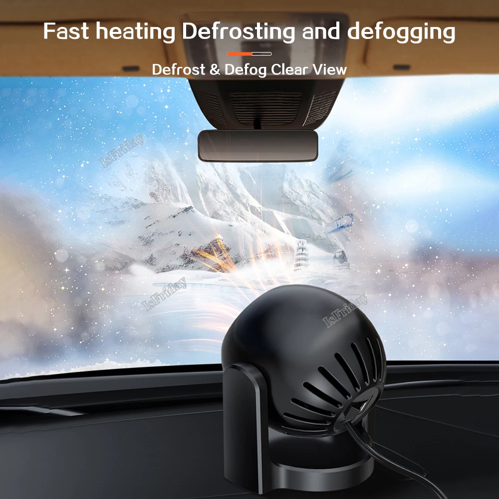 12V Car Heater Portable Car Fans Heating Cooling 360 Degree Rotating  Defroster Defogger Winter Heating Fan Air Heater 120W