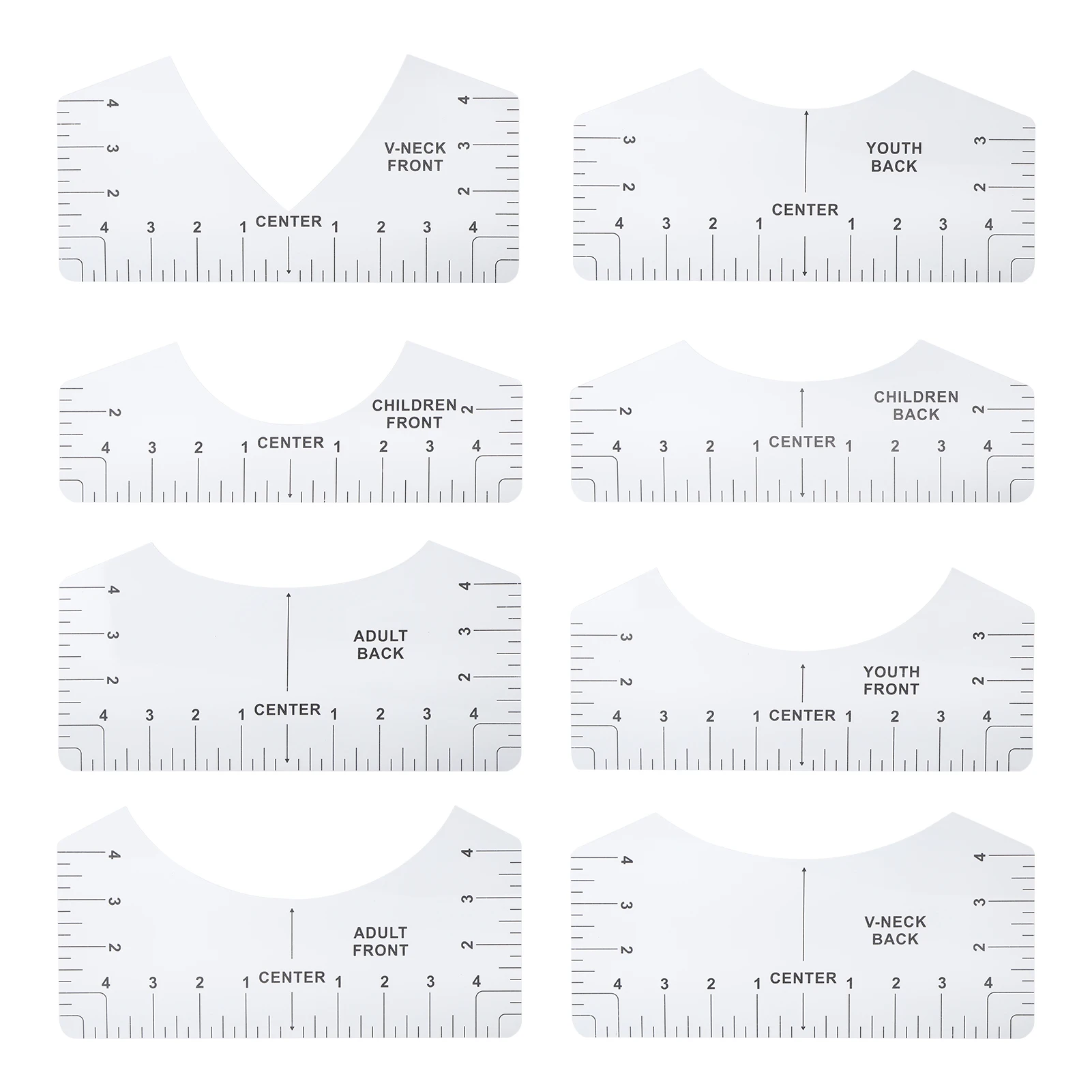 Tshirt  Ruler Alignment Tool Round Neck Calibration and Sewing Alignment Guiding For Clothing Design T‑shirt  Ruler